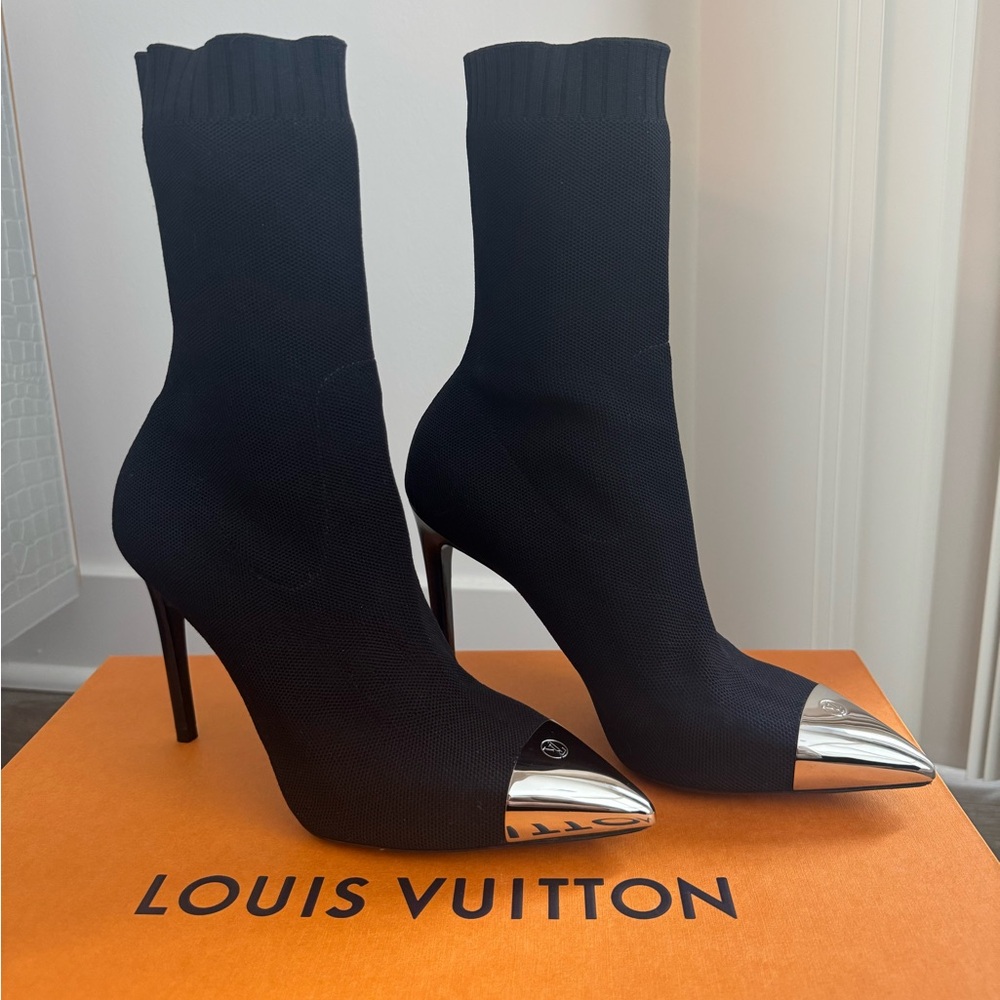 Louis Vuitton Black Sock Ankle Boots